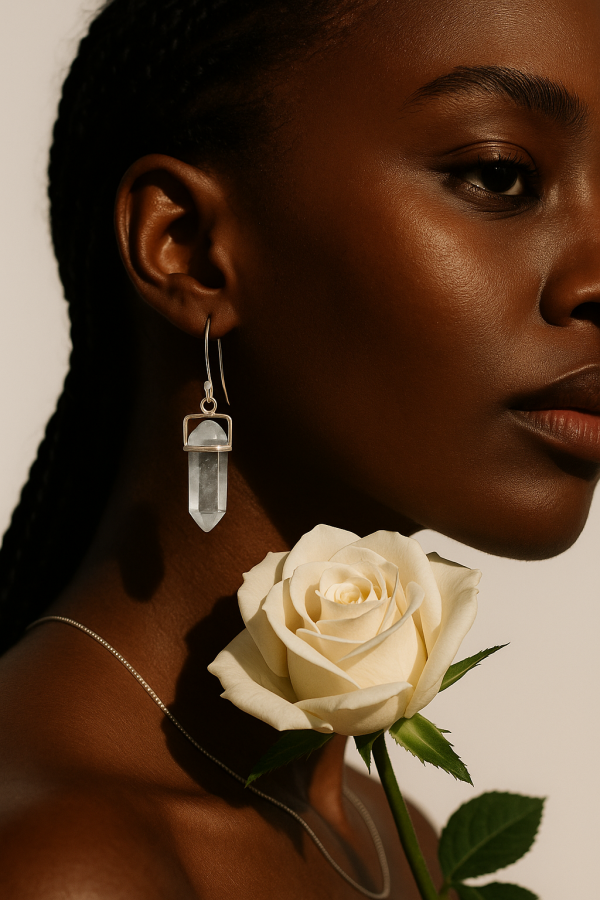 Natural Raw Quartz Earrings