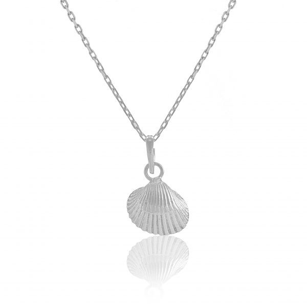 The silver scallop shell is made from Fine Silver which is 99.9% pure silver and a recycled material. The Pendant measures 19mm x 20mm and weighs 4.2g.