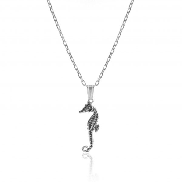 This sterling silver seahorse pendant is absolutely stunning and is sure to be the center of attention. In addition to this wonderful pendant, this necklace also comes with an 18" chain. Receiving this necklace as a gift is sure to make anyone feel loved and appreciated.