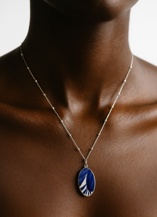 Lamu Blue Floral Porcelain Pendant