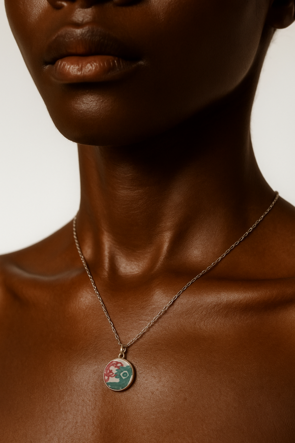 Maroon Blooms Porcelain Pendant