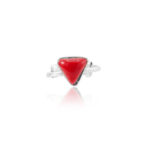 Red Coral Triangle Adjustable Ring