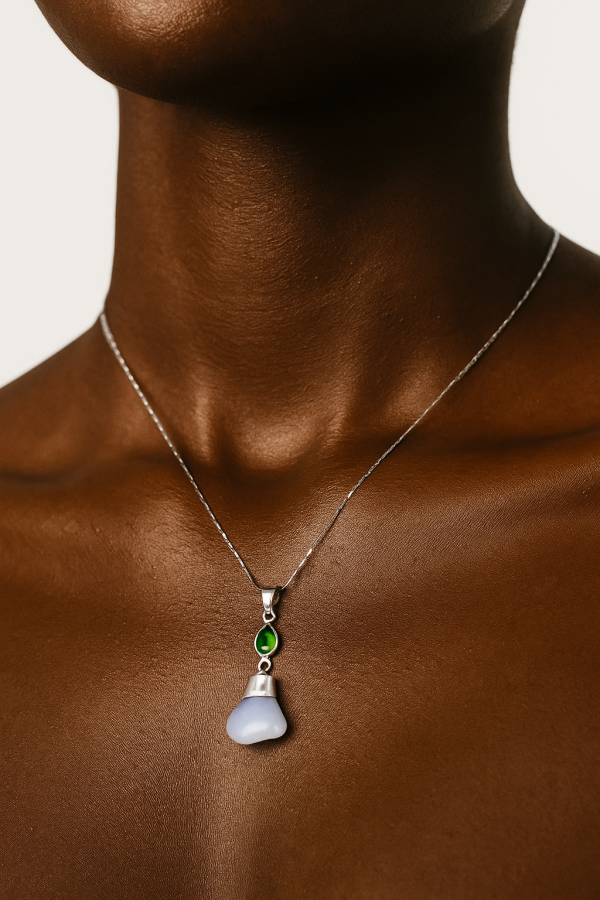 Green obsidian and blue lace agate