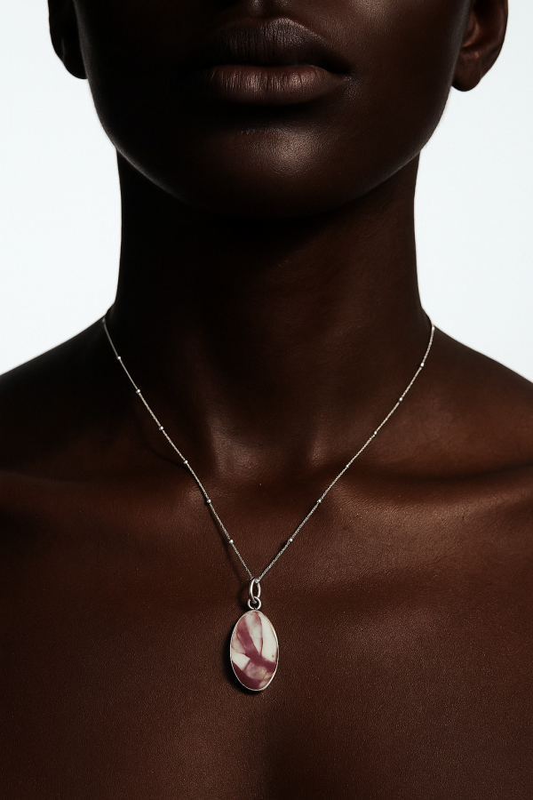 Maroon Blossom Oval Pendant