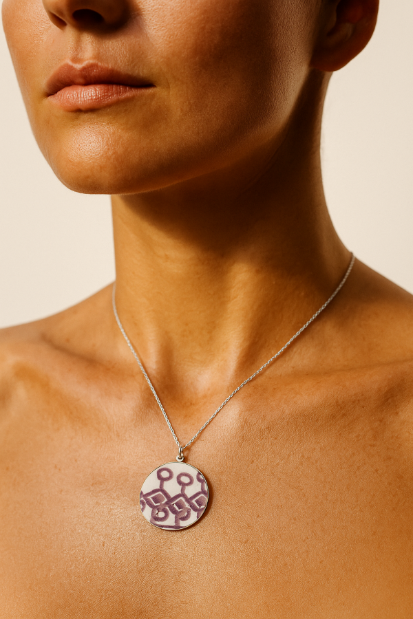Handcrafted Purple Porcelain Pendant