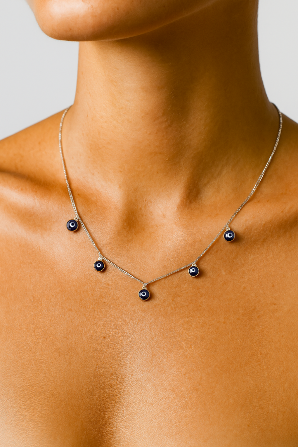 Sterling Silver Evil Eye Charm Necklace
